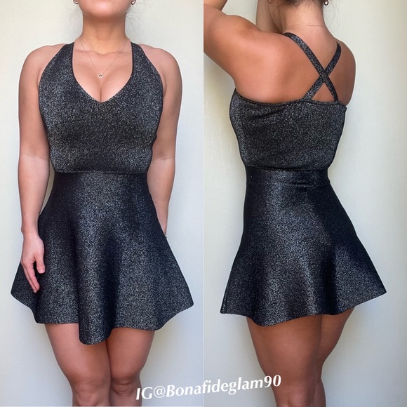 Cushnie Et Ochs black shimmer fit and flare mini dress XS Intermix Exclusive